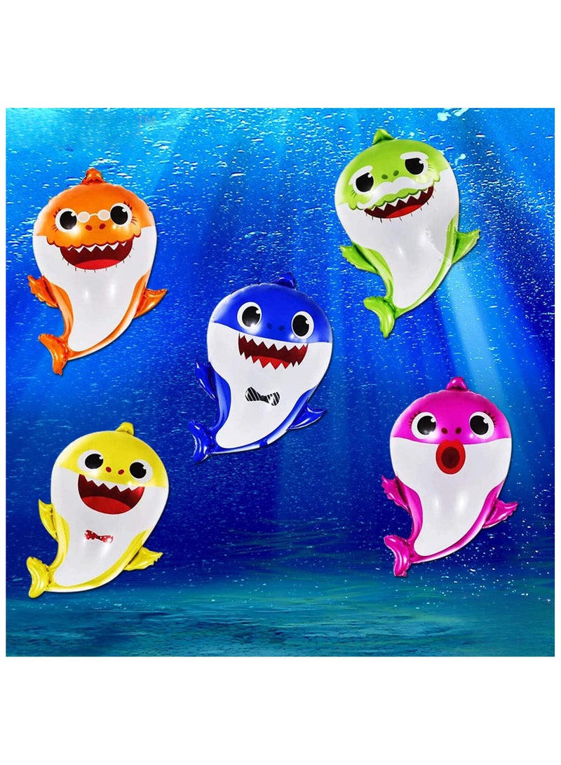 KATCHON Pack of 5, Baby Shark Balloons Set - Big, 25 Inch | Baby Shark Foil Balloon for Baby Shark Birthday Decorations | Under The Sea Balloons for Baby Shark Party Decorations | Baby Shark Party Supplies - Image 4
